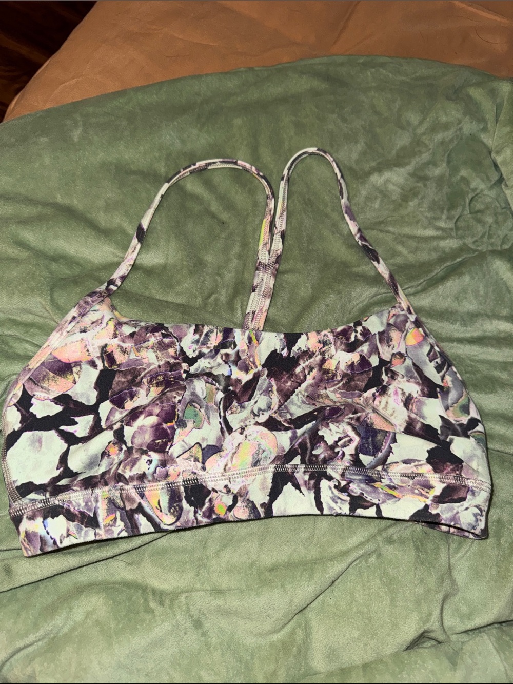 lululemon athletica Floral Strappy Sports Bra - Purple Mint